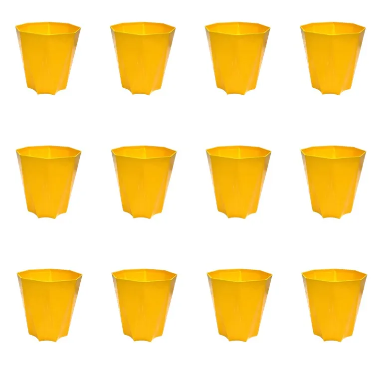 Set of 12 - 4 Inch Yellow Premium Diamanti Plastic Pot