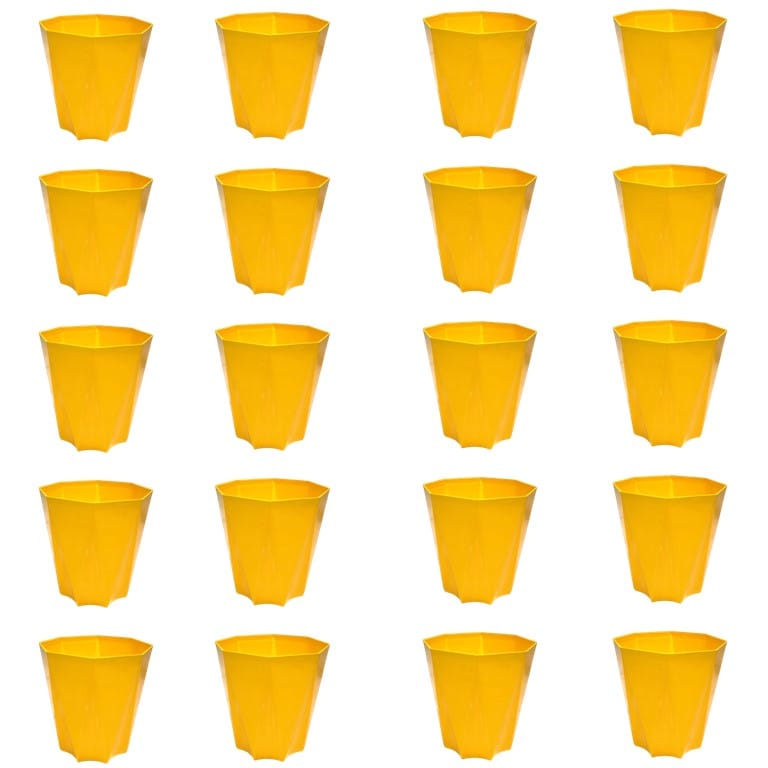 Set of 20 - 4 Inch Yellow Premium Diamanti Plastic Pot