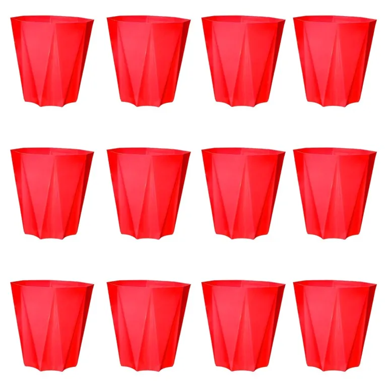 Set of 12 - 4 Inch Red Premium Diamanti Plastic Pot