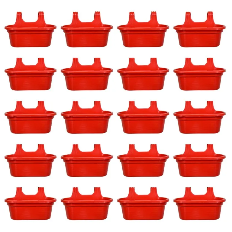 Set of 20 - 14 X 10 Inch Red Double Hook Hanging Plastic Pots
