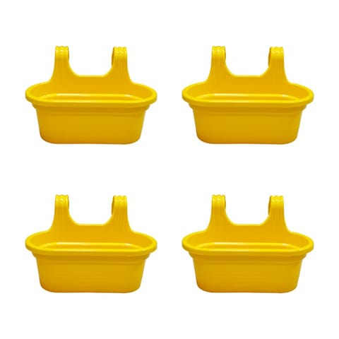 Set of 4 - 14 X 10 Inch Yellow Double Hook Hanging Plastic Pots