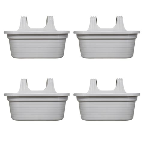 Set of 4 - 14 X 10 Inch White Double Hook Hanging Plastic Pots