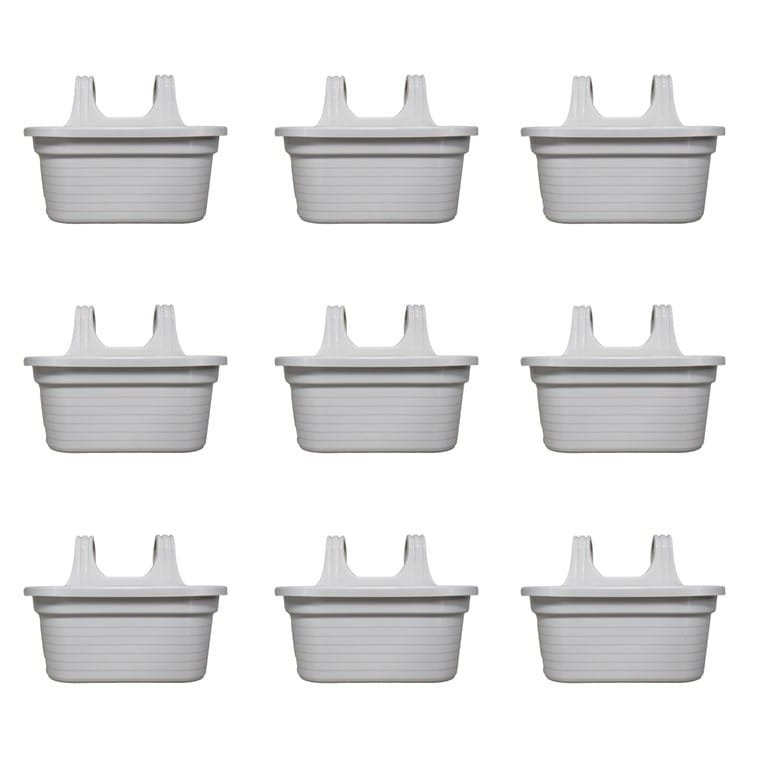 Set of 9 - 14 X 10 Inch White Double Hook Hanging Plastic Pots