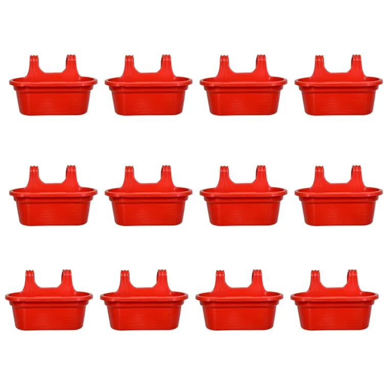 Set of 12 - 14 X 10 Inch Red Double Hook Hanging Plastic Pot