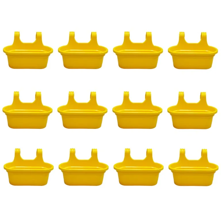 Set of 12 - 14 X 10 Inch Yellow Double Hook Hanging Plastic Pot