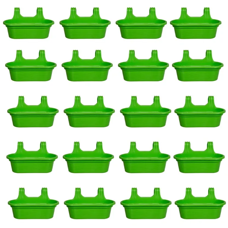 Set of 20 - 14 X 10 Inch Green Double Hook Hanging Plastic Pot