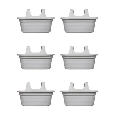 Set of 6 - 14 X 10 Inch Live Plant White Double Hook Hanging Plastic Pot