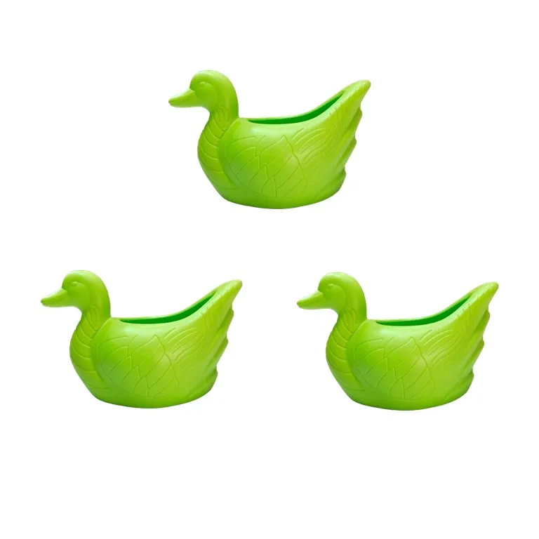 Set of 3 - 6.5 X 5.5 Inch Green Premium Duck Plastic Pot