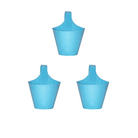 Set of 3 - 8 Inch Blue Marble Single Hook Hanging Plastic Pot
