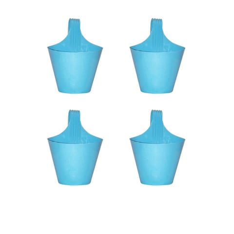 Set of 4 - 8 Inch Blue Marble Single Hook Hanging Plastic Pot