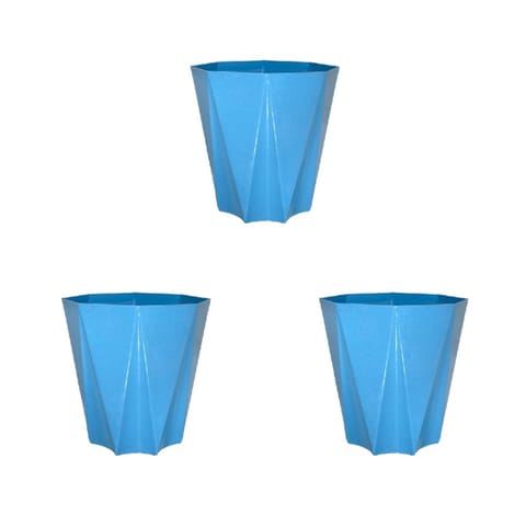 Set of 3 - 4 Inch Blue Marble Premium Diamanti Plastic Pot