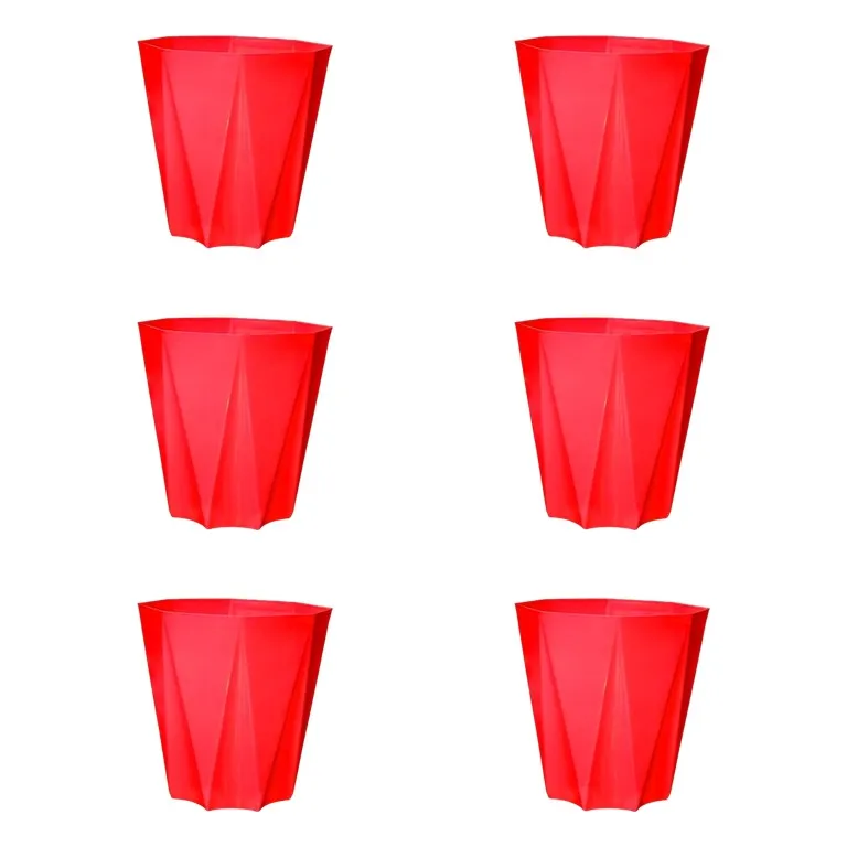 Set of 6 - 4 Inch Red Premium Diamanti Plastic Pot