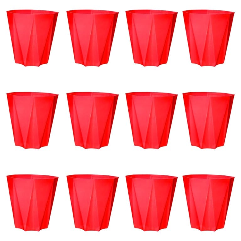 Set of 12 - 4 Inch Red Premium Diamanti Plastic Pot