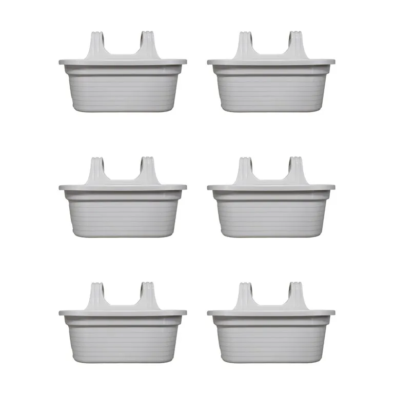 Set of 6 - 14 X 10 Inch White Double Hook Hanging Plastic Pot