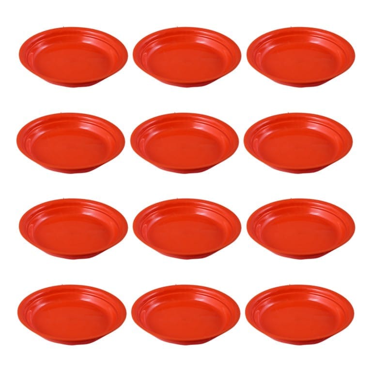 Buy Set of 12 - 5 Inch Terracotta Red Premium Round Trays - To keep under the Pots Online | Urvann.com Set of 12 - 5 Inch Terracotta Red Premium Round Trays - To keep under the Pots
