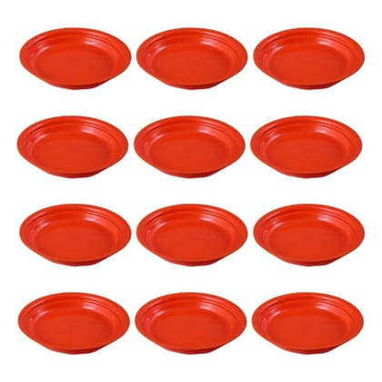 Buy Set of 12 - 5 Inch Terracotta Red Premium Round Trays - To keep under the Pots Online | Urvann.com