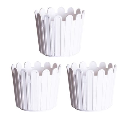 Buy Set of 3 - 6 Inch White Premium Tippy Plastic Pot Online | Urvann.com