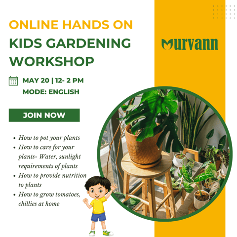 Urvann Certified Kids Live Online Gardening Workshop (Only 30 seats available), May 20, 12-2 PM- with complete kit for the workshop