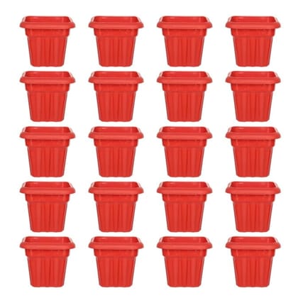 Buy Set of 20 - 8 Inch Red Heavy Square Plastic Pot Online | Urvann.com