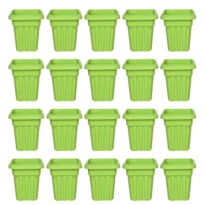 Buy Set of 20 - 8 Inch Green Heavy Square Plastic Pot Online | Urvann.com