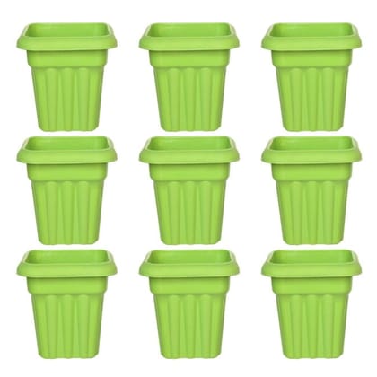 Buy Set of 09 - 10 Inch Green Heavy Square Plastic Pot Online | Urvann.com