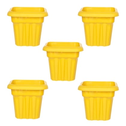 Buy Set of 05 - 10 Inch Yellow Heavy Square Plastic Pot Online | Urvann.com