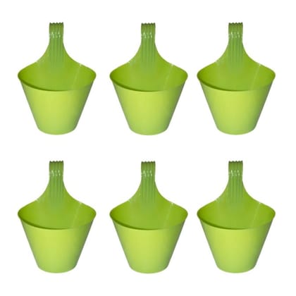 Buy Set of 06 - 8 Inch Green Single Hook Hanging Plastic Pot Online | Urvann.com