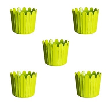 Buy Set of 05 - 6 Inch Green Premium Tippy Plastic Pot Online | Urvann.com