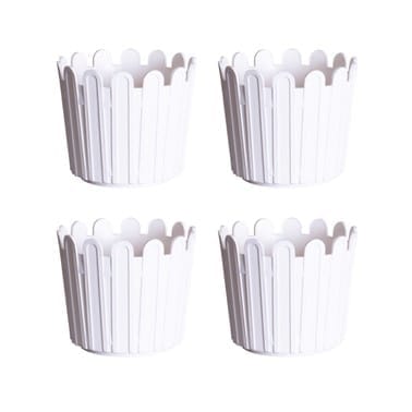 Buy Set of 04 - 6 Inch White Premium Tippy Plastic Pot Online | Urvann.com