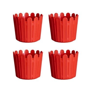 Buy Set of 04 - 6 Inch Red Premium Tippy Plastic Pot Online | Urvann.com