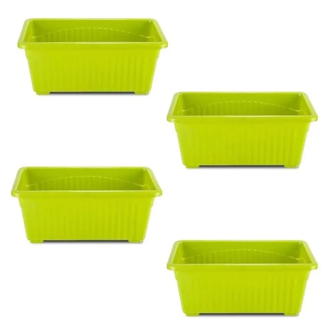 Set of 4 - 14 Inch Green  Premium Jupiter Rectangular Window Planter