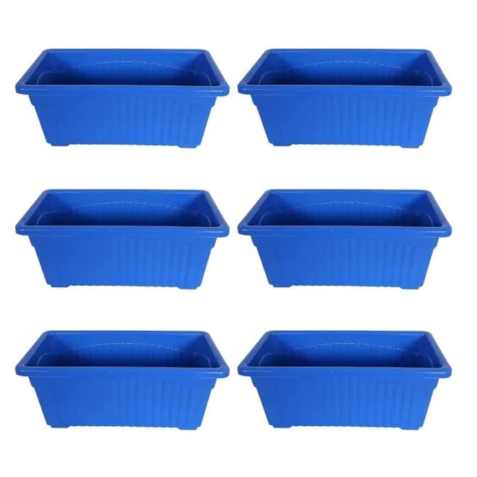 Set of 6 - 14 Inch Blue  Premium Jupiter Rectangular Window Planter
