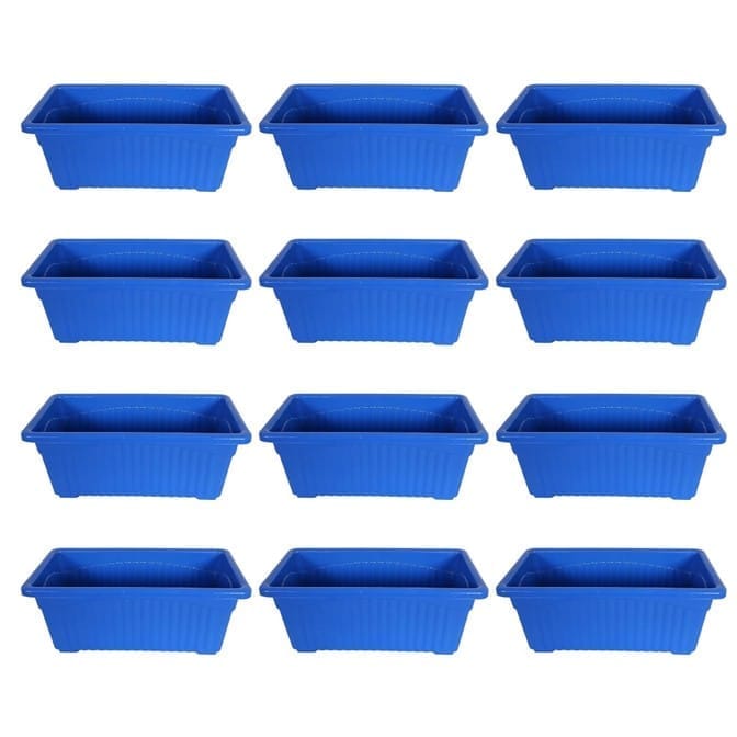 Set of 12 - 14 Inch Blue  Premium Jupiter Rectangular Window Planter