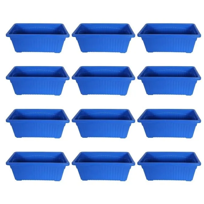 Set of 12 - 14 Inch Blue  Premium Jupiter Rectangular Window Planter