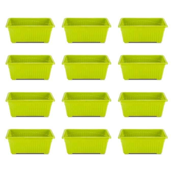 Set of 12 - 14 Inch Green  Premium Jupiter Rectangular Window Planter