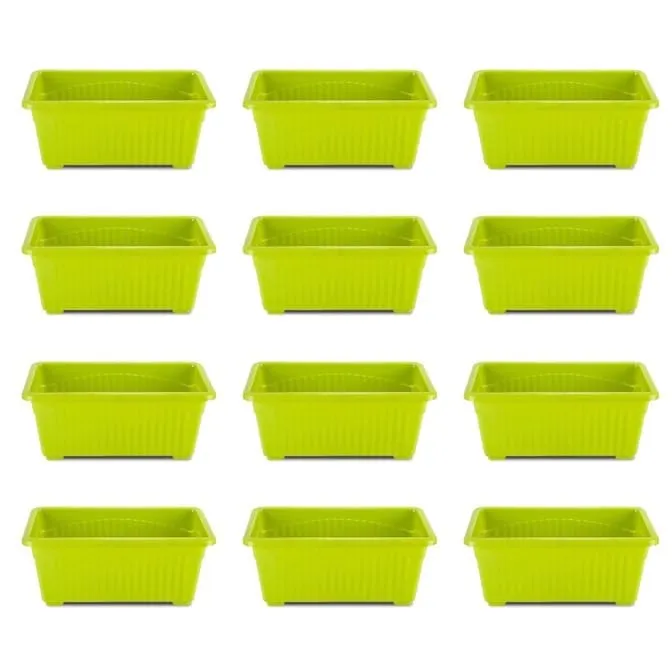 Set of 12 - 14 Inch Green  Premium Jupiter Rectangular Window Planter