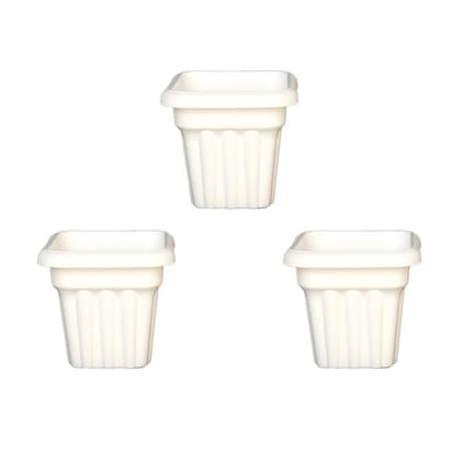 Buy Set of 03 - 10 Inch White Heavy Square Plastic Pot Online | Urvann.com