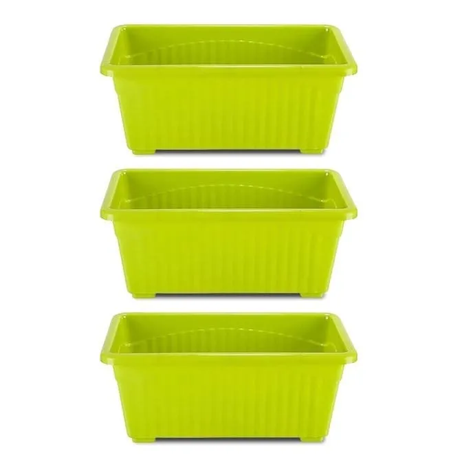 Set of 3 - 14 Inch Green  Premium Jupiter Rectangular Window Planter