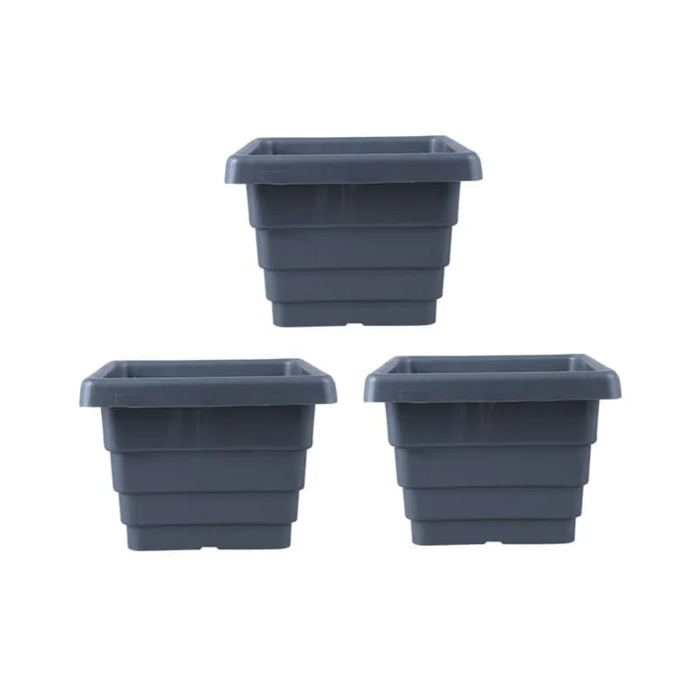 Set of 03 - 6 Inch Grey Premium Orchid Square Plastic Pot