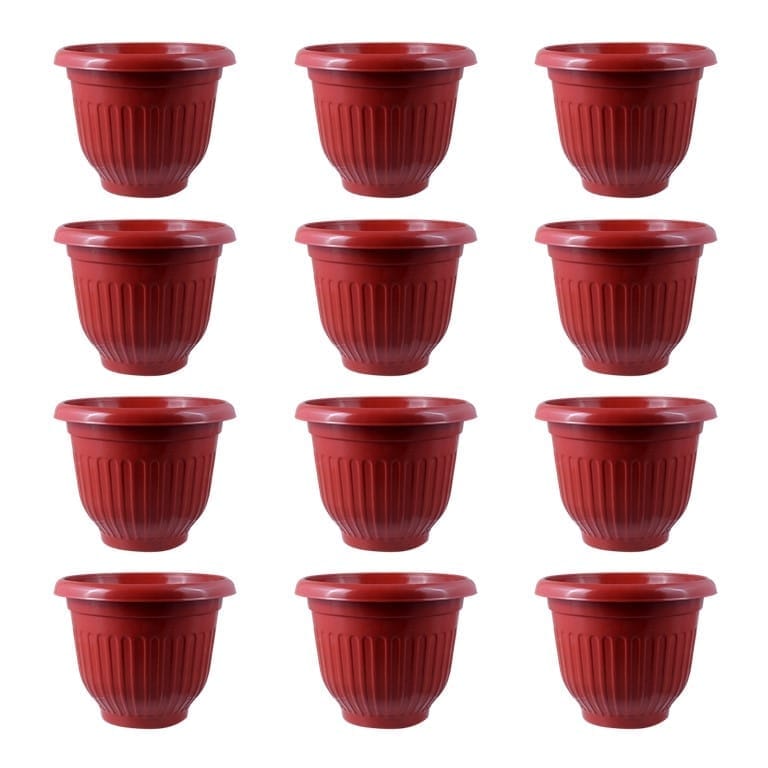 Set of 12 - 12 Inch Terracotta Red Olive Plastic Pot