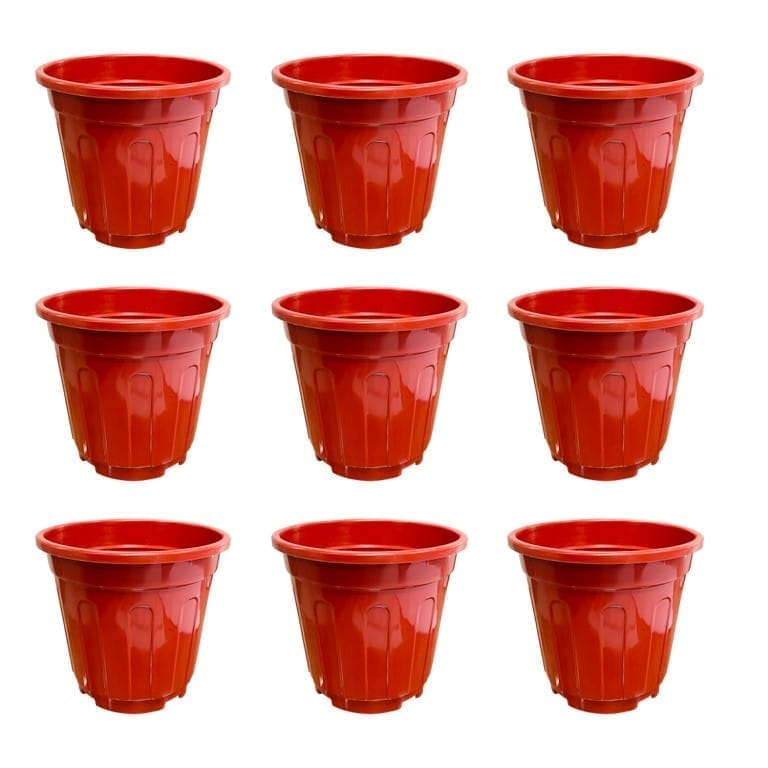 Set of 09 - 12 Inch Red Super Nursery Pot