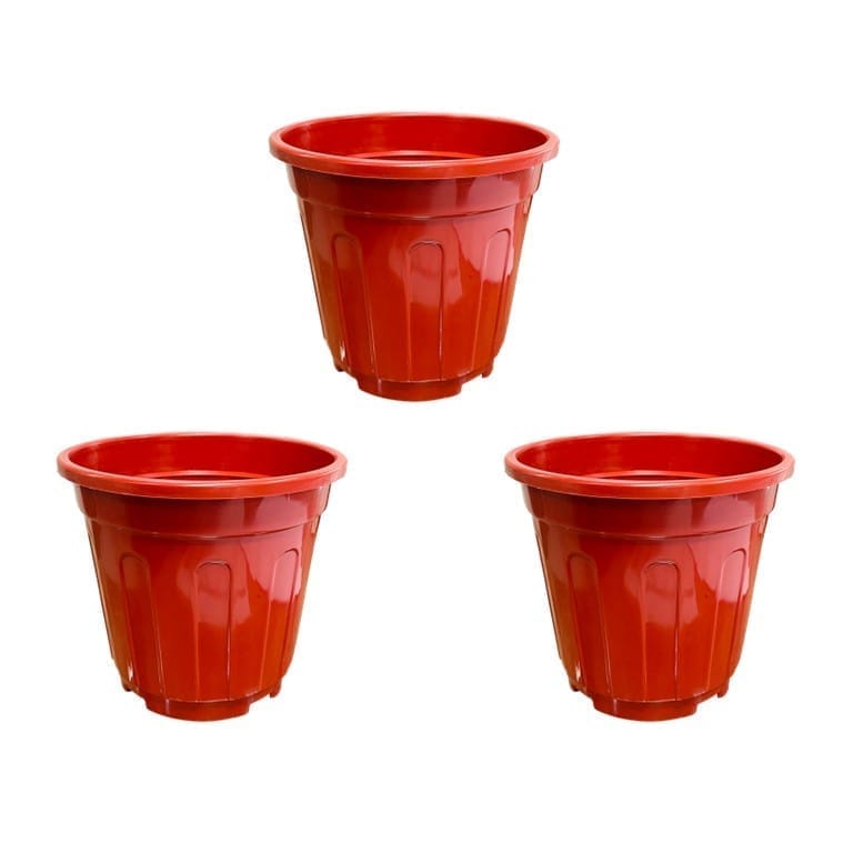 Set of 03 - 12 Inch Red Super Nursery Pot