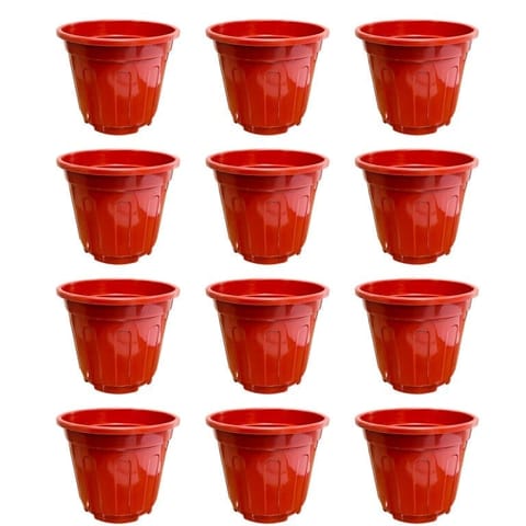 Set of 12 - 6 Inch Red Super Nursery Pot