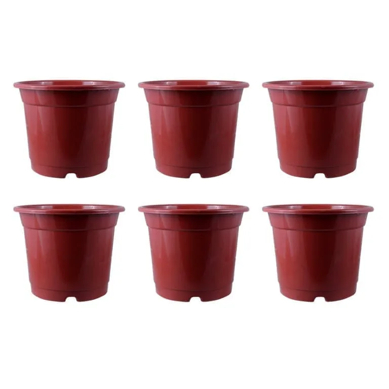 Set of 06 - 8 Inch Red Nursery Pot