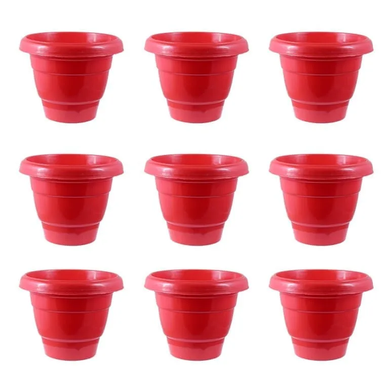 Set of 09 - 16 Inch Terracotta Red Classy Plastic Pot