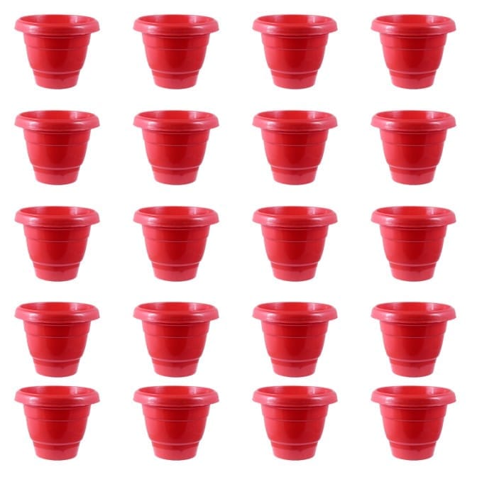 Set of 20 - 12 Inch Terracotta Red Classy Plastic Pot