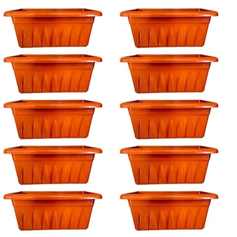 Set of 10 - 17 Inch Terracotta Red Premium Supreme Window Plastic Planter