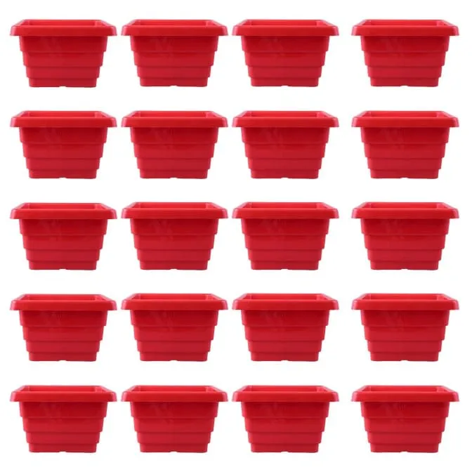 Set of 20 - 6 Inch Red Premium Orchid Square Plastic Pot