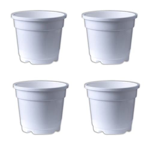 Set of 04 - 8 Inch White Nursery Pot