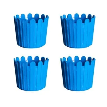 Set of 04 - 6 Inch Blue Premium Tippy Plastic Pot
